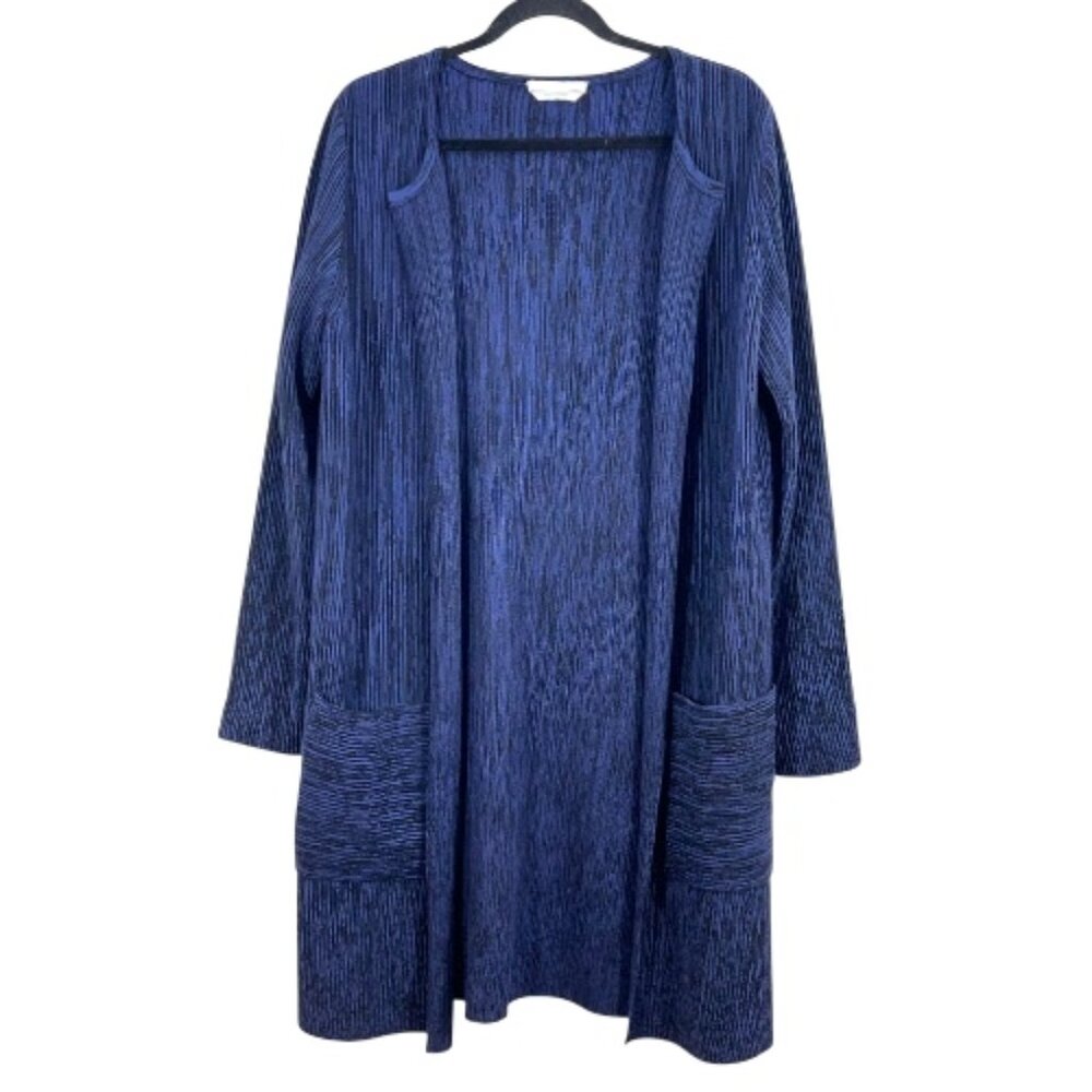 Hugo Boss Long Ribbed Cardigan Blue Size Medium Pre-Loved